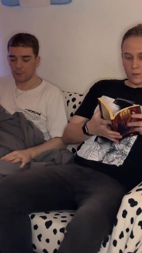 Step Bro Jerks Off in front of Innocent Young Step Brother under the Blanket   Clip 1