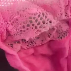 CUMSHOT ON PINK PANTIES