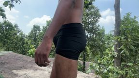 Flexing My Body with My Pierced Cock and Catheter Inserted in Outdoor