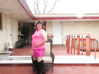 Brittney CD modeling her recent pink outfit and boots