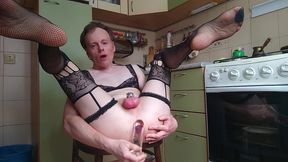 lanatuls - moscow anal crossdresser slut. big glass anal plug pushout and mancunt fucking with glass dildo