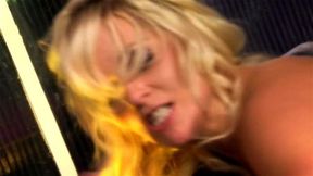 Blondie babe in colorful lingerie wants her man's cum on face