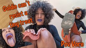 Goldie cant resist a tiny treat POV VORE