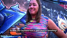 Elisa Tiger pounded hard in doggystyle in public with real big tits and small tits bouncing