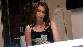 Awesome slender brunette Casey Calvert is enjoying his long dick