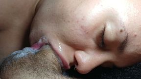 Bubbling POV - delicious wet blowjob, she fucks until everything is covered in juices.