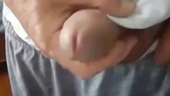 Mature daddy strokes his thick cock on webcam