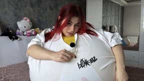 Sabina's Inflatable Belly! Look how big it is! (Beach ball Stuffing)