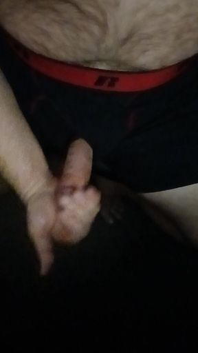 Jerking in black Russell boxerbriefs
