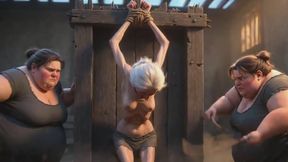 Granny Slave Breast Whipping Session by Two Obese BBW Dominatrixes