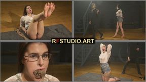 Pandora - Bastinado and Slave Training with a Stuffed and Taped Mouth (FULL HD MP4)