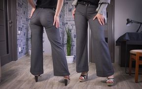 Secretary Modeling Legs and Ass in Tight Trousers