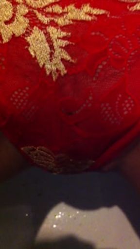 Pissing through my red panties