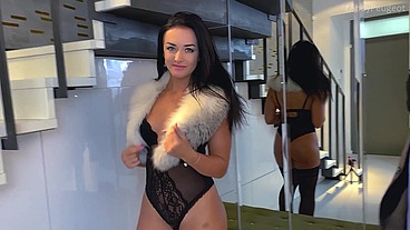 Hot Babe Zuzu Sweet In Lingerie Stockings High Heels And Fur