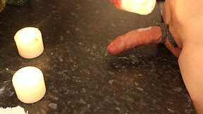 Covering my cock in candlewax