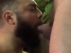 Bearded guy suck and swallow