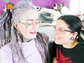 POV Gothic Beautys Tattooed with Glasses on ANAL!