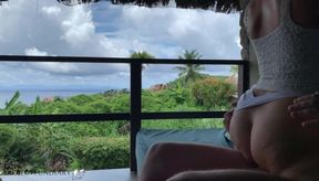 Honeymoon Adventure: Wife Enjoys a Steamy Balcony Ride in Paradise!