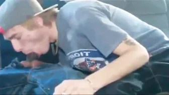 Cute Twink Bareback Fucked in a Car Outdoors