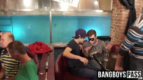 Naked dude gets drenched with cum from multiple dick in messy orgy