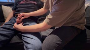 2 Guys Get the Uncut Cocks and Balls Out of Their Pants and Play