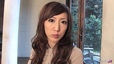 Uncensored JAV POV Blowjob and Pussy Sliding for old Guy by Small Tits Japanese Teen