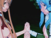 Sword Art Online - Asuna X Sinon 3D Hentai Threesome