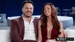 Sexy married redhead Jezebel Gambino gets creampied in a wild threesome