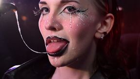 Goth Tgirl Deepthroats &amp; Drools