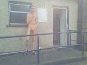 Skinny teen risks going outside his house to masturbate in nature