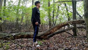Intense Masturbation - 2 Cumshots, Second Cumshot Bigger Than First - Rainy Day Cum in Forest