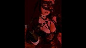 Raunchy goth nun seduces with enormous knockers and strap-on shimmy dance party