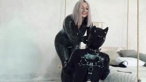 Latex-clad Shiny Mistress dominates submissive dude in heavy rubber fetish orgy