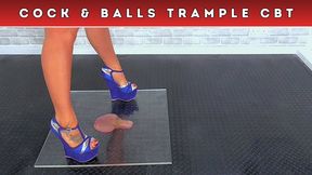 Squishing Your Cock & Balls Under Plexiglass & My Blue Clubbing Wedges (179) - Leg Cam - Plexigllass Trample Trampling CBT Ballbusting Crush Shoe Fetish