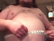 365 lb gainer measuring bloated belly