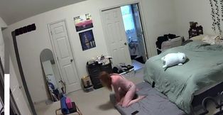 MILF gets caught riding huge dildo