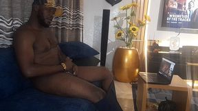 african giant uses baby oil to masturbates in a game house