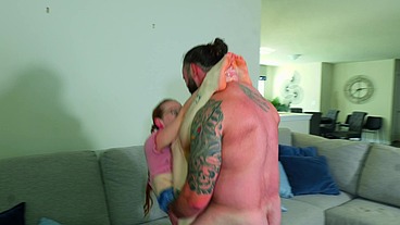 Tiny redhead fucks hard