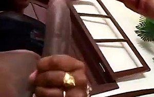 Suzana pushes her huge black dick in his tight ass