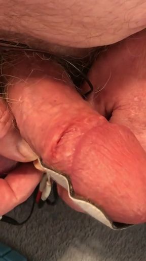 Standup and cum - slapping balls to estim hands free orgasm   Clip 2
