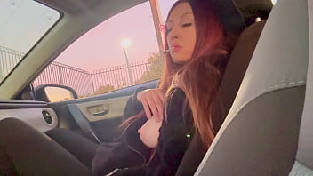 Italian Big Tits Milf Artemisia Love Hot sexy Smoking Sesh in the car tits flashing hard nipples play