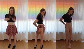 Undressing myself in a tiny chastity cage dirty talk striptease