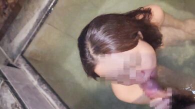 Step sister floods luxury spa tub with messy creampie and overflowing cum
