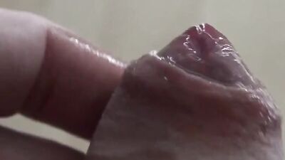 Close up precum and cum on my left foot feet Uncut