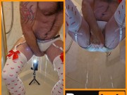 Filling a diaper / pull up / nappy until soggy and leaking with a few farts too while sissy