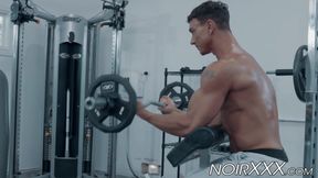 Black jock got his ass rimmed and ass fucked in the gym