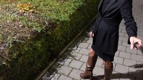 Caught in the Electric Penis Cage and Piss Me on My Seam Stockings with Boots