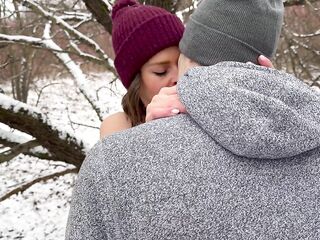 Wife gets massive public double creampie in snow storm from spouse and ally / Sloppy seconds