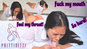 Petite Asian Slut Teases Stepdaddy With Gaggy Dildo Blowjob