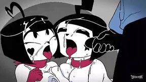 Hot animation with two sexy pantomime girls.
